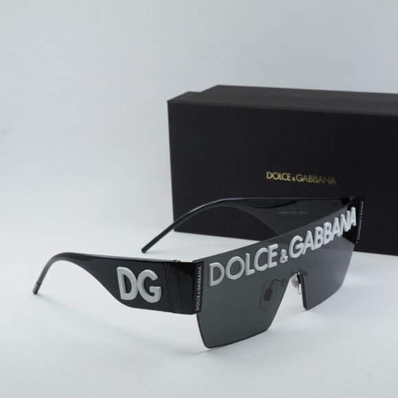 Dolce & Gabbana DG2233 01/87 Shield Sunglasses - Black/Grey